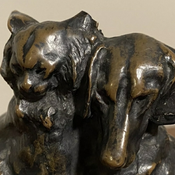 Thomas Cartier Vintage Bronze Cat & Dog Sculpture - Picture 9 of 10